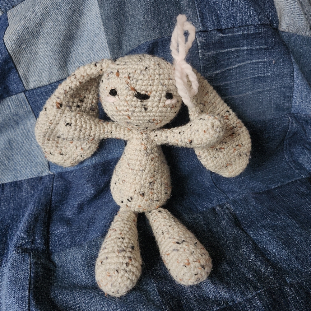 Handmade Speckled Crochet Bunny 7"